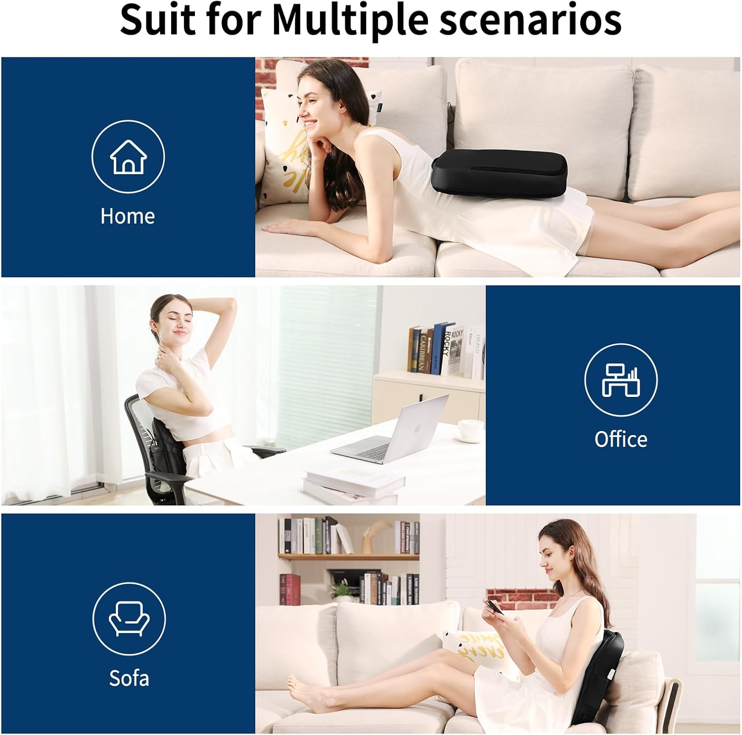 Shiatsu Back Massager with Heat, Rolling Up and Down 4D Kneading Massage, Electric Massager for Pain Relief Deep Tissue, Lumbar Lower Back Massager, Gifts for Women Men Mom Dad - Image 6