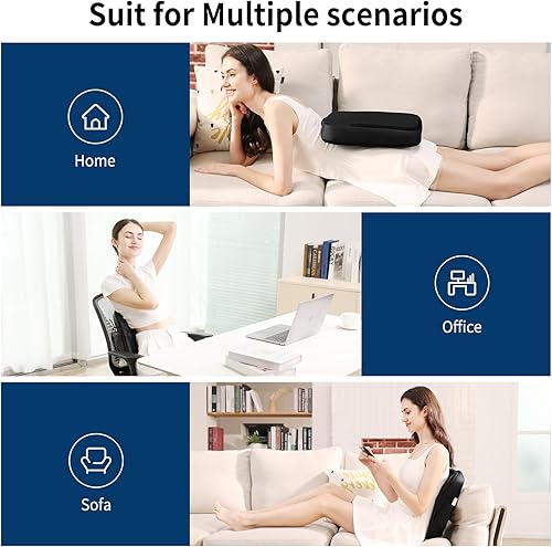 Miniatura 6 de Masajeador de espalda Shiatsu con calor, masaje de amasamiento 4D enrollable hacia arriba y hacia abajo, masajeador eléctrico para aliviar el dolor