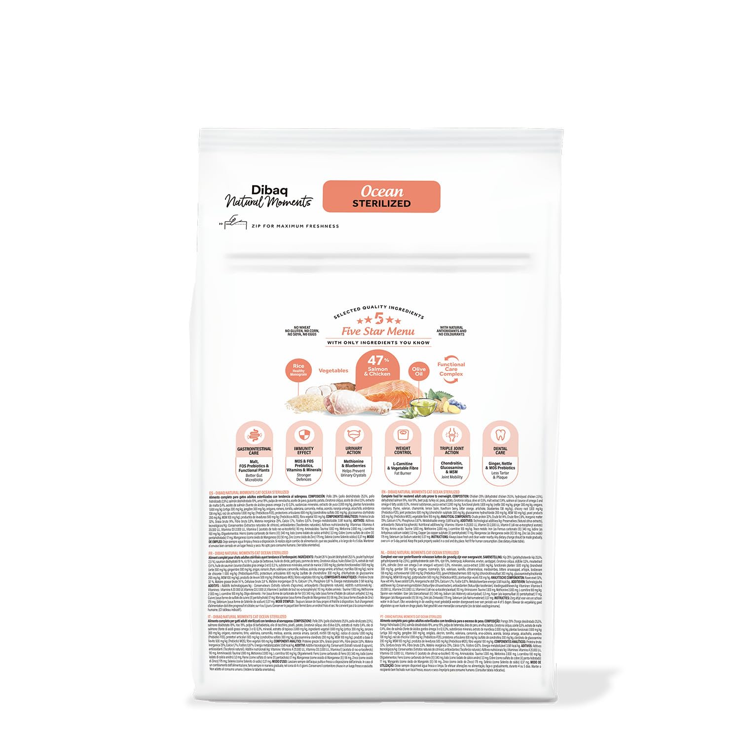 Dibaq Natural Moments 5 Star Esterilizado Salmón, 6 kg