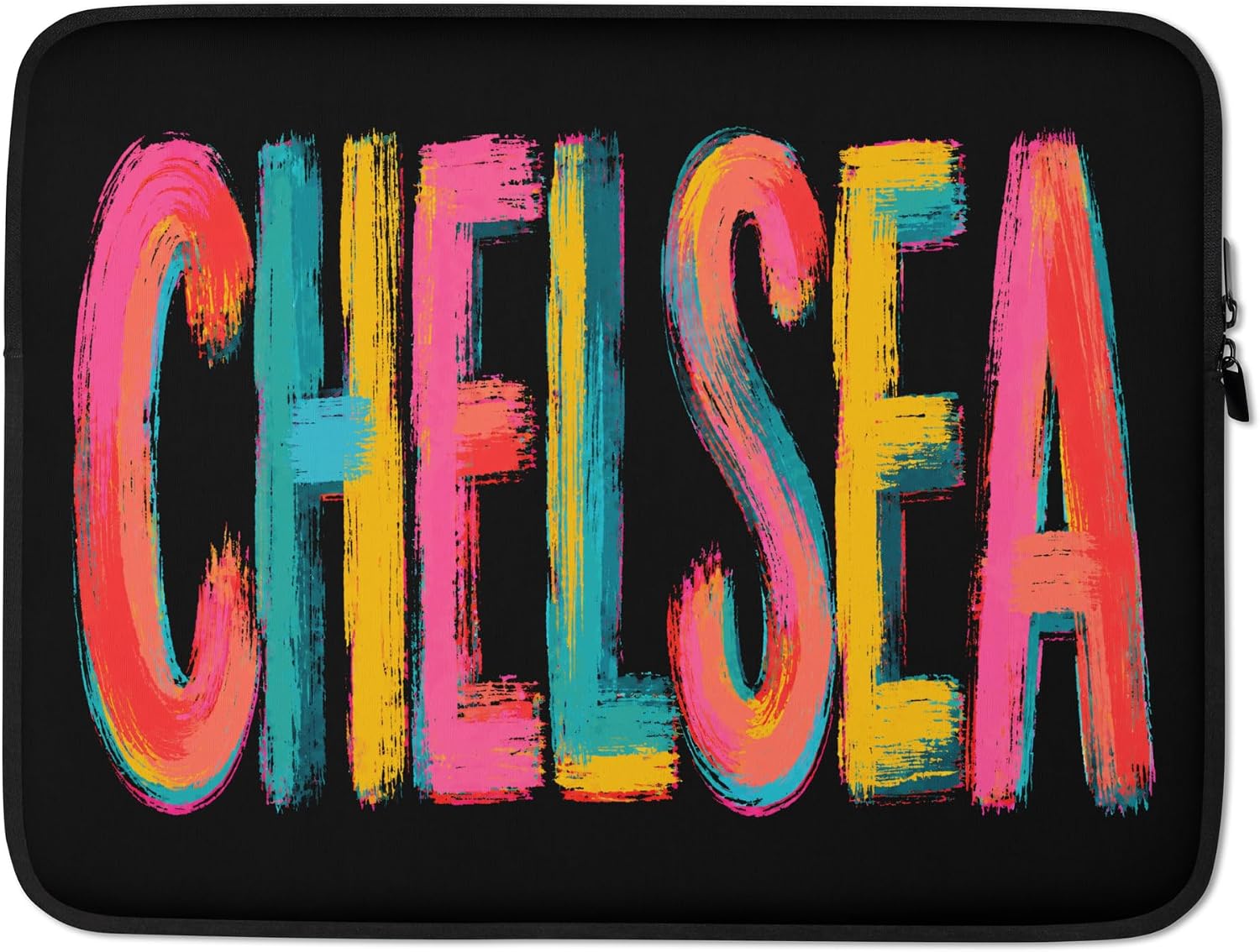 Chelsea First Name Colorful Brushstroke Letters Graphic Laptop Sleeve image 5