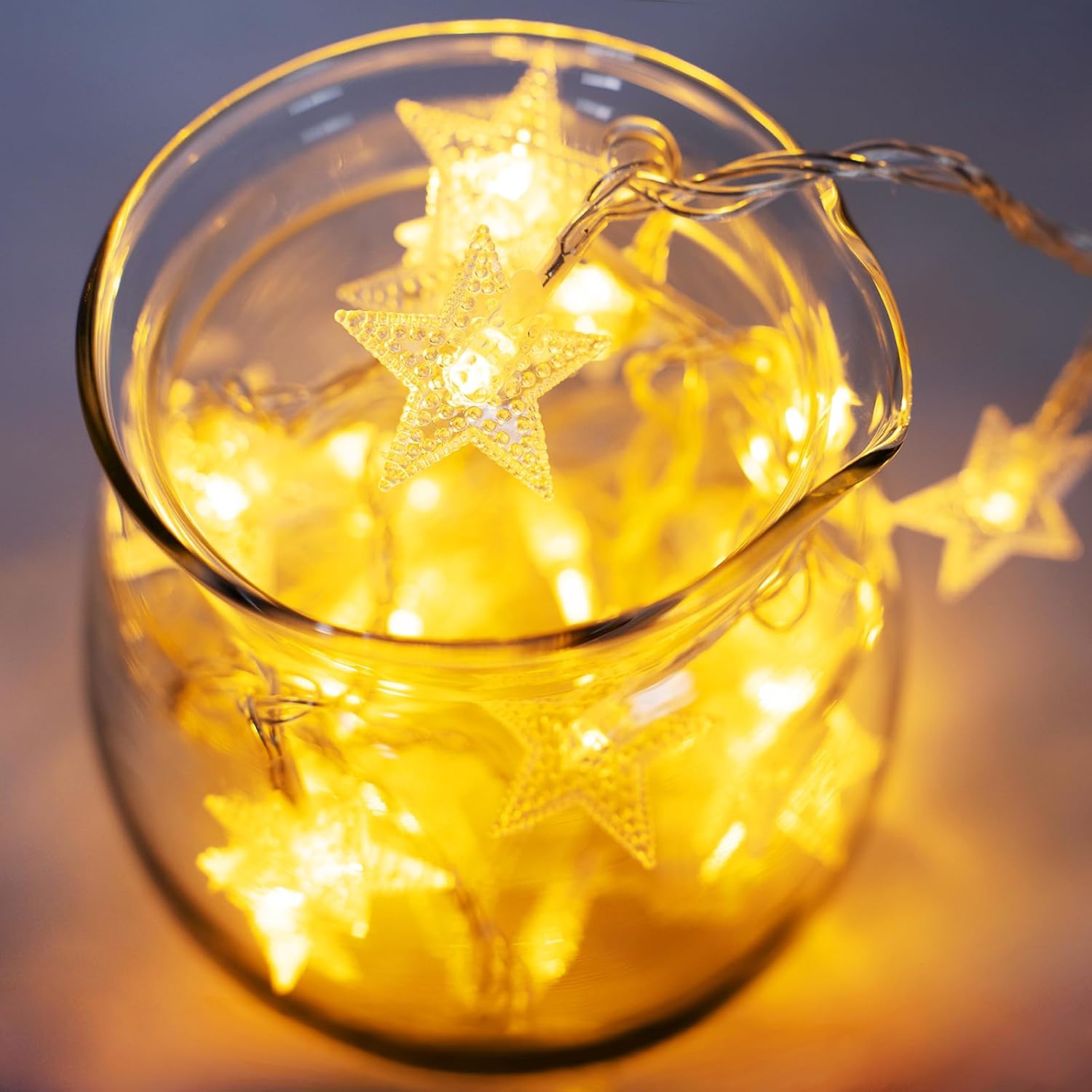 FlareVision Warm White Star String Lights, 100 LED Plug in Fairy String Lights Waterproof Extendable for Indoor Outdoor, Wedding Party Christmas Tree, New Year, Garden Decoration