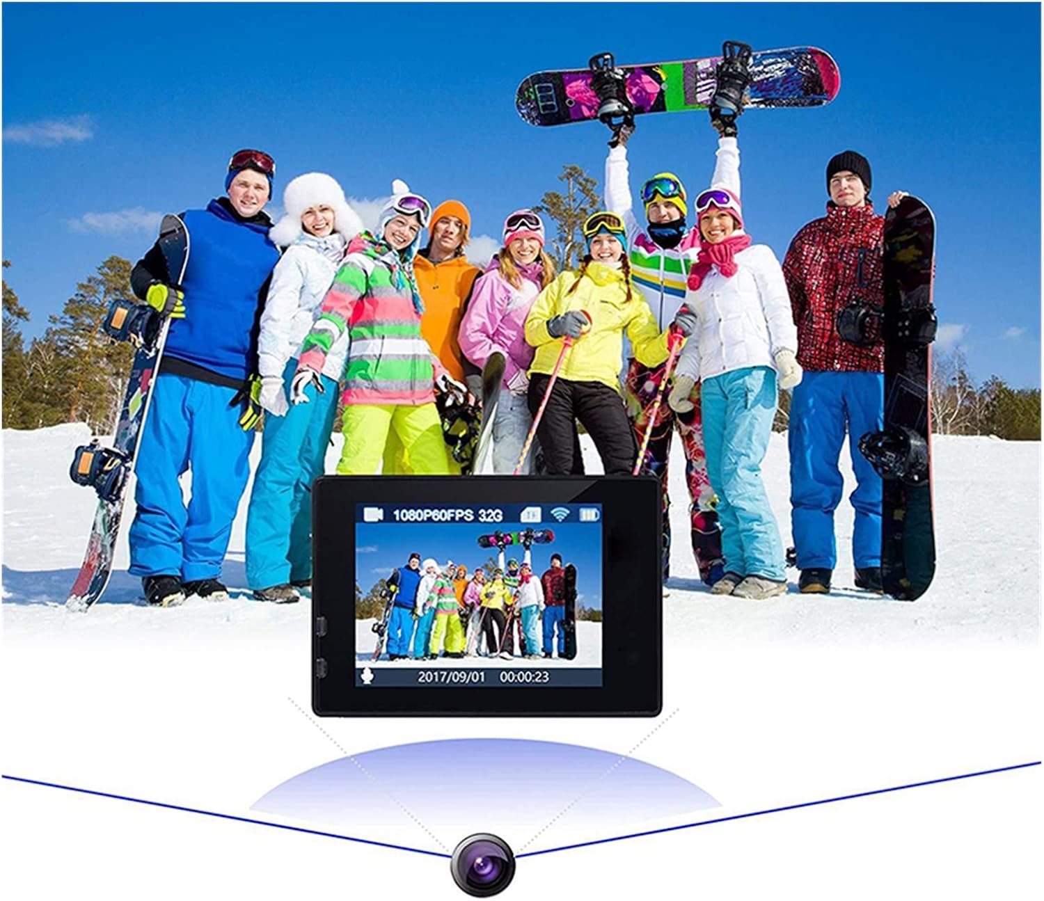 Ultra HD 4K Action Camera WiFi 12MP 2 Inch 30M Go Waterproof Pro 170D Helmet Bicycle Video Recording Camera Outdoor Sport Cam for Business Meetings (Yellow with Remote)