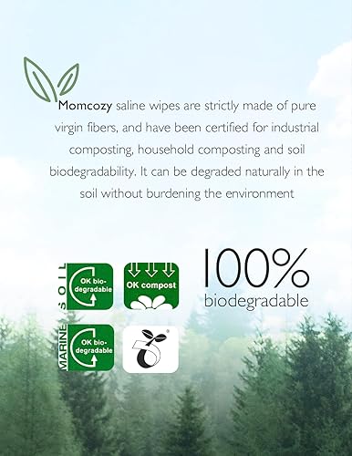 Miniatura 7 de Momcozy Toallitas para bebé, toallitas salinas para nariz y cara, hechas solo con solución salina natural, 100% biodegradables, sin perfume e