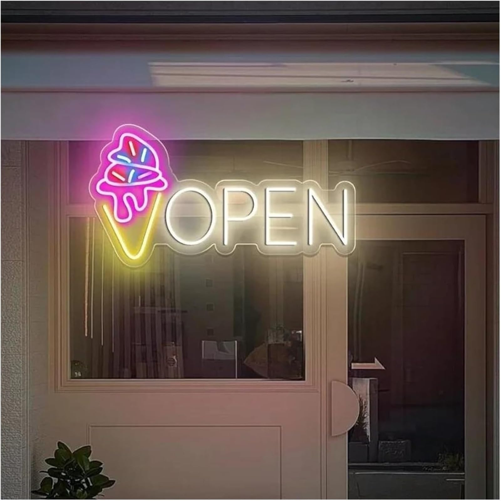 Lampada d'atmosfera rilassante, insegne commerciali al neon alimentate da, luce notturna per gelato(A)