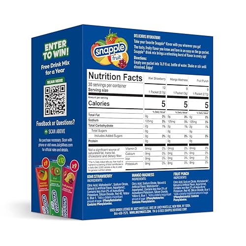 Miniatura 8 de Snapple Fruit Punch - Mezcla de bebida en polvo - Paquete de 6 barras de polvo  Cero azúcar  Hidratación sobre la marcha para bebidas refrescantes