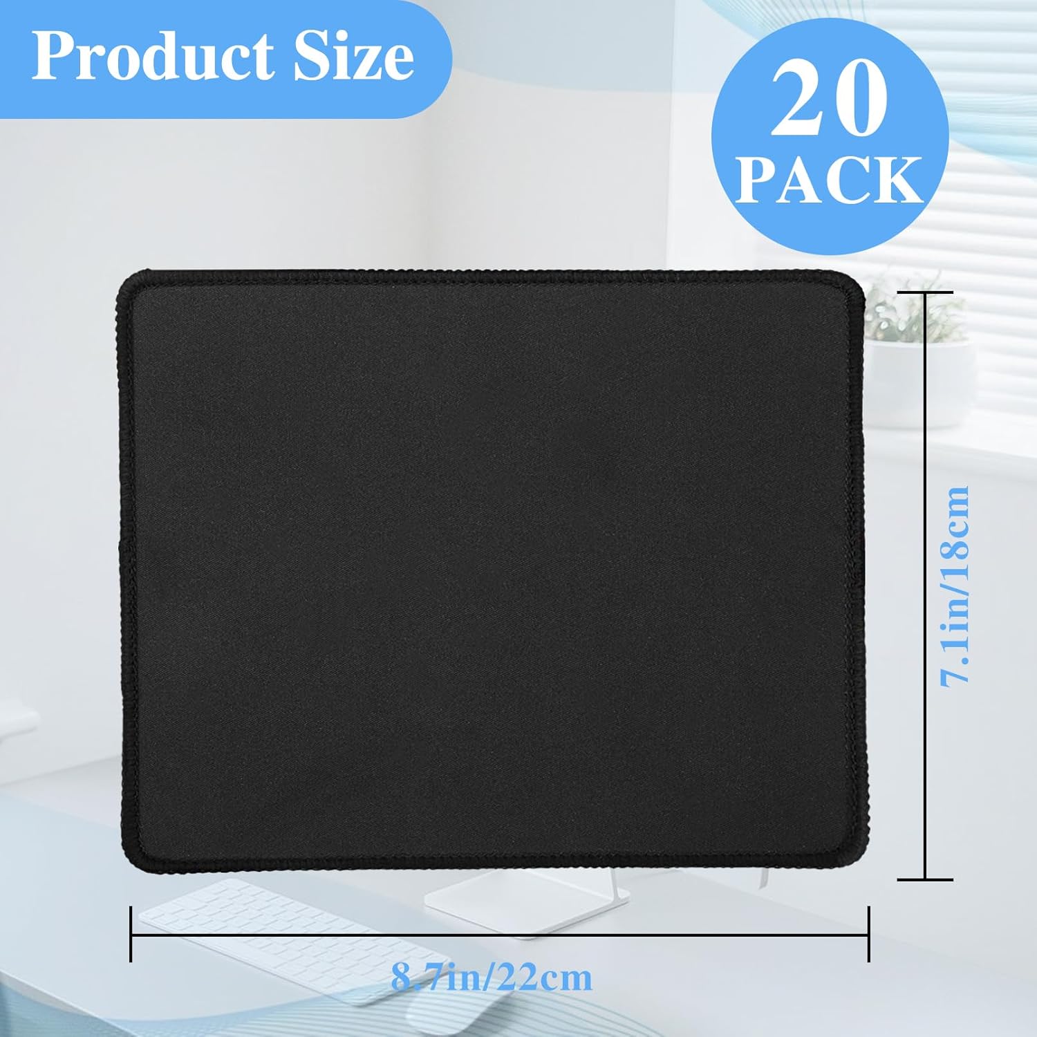 20 Pack Mouse Pad with Stitched Edge,2mm Black Mouse Pads,Mousepads with Non Slip Rubber Base,Premium-Textured & Waterproof Mousepad for Computers Laptop Office Home,8.7x7.1In - Image 2