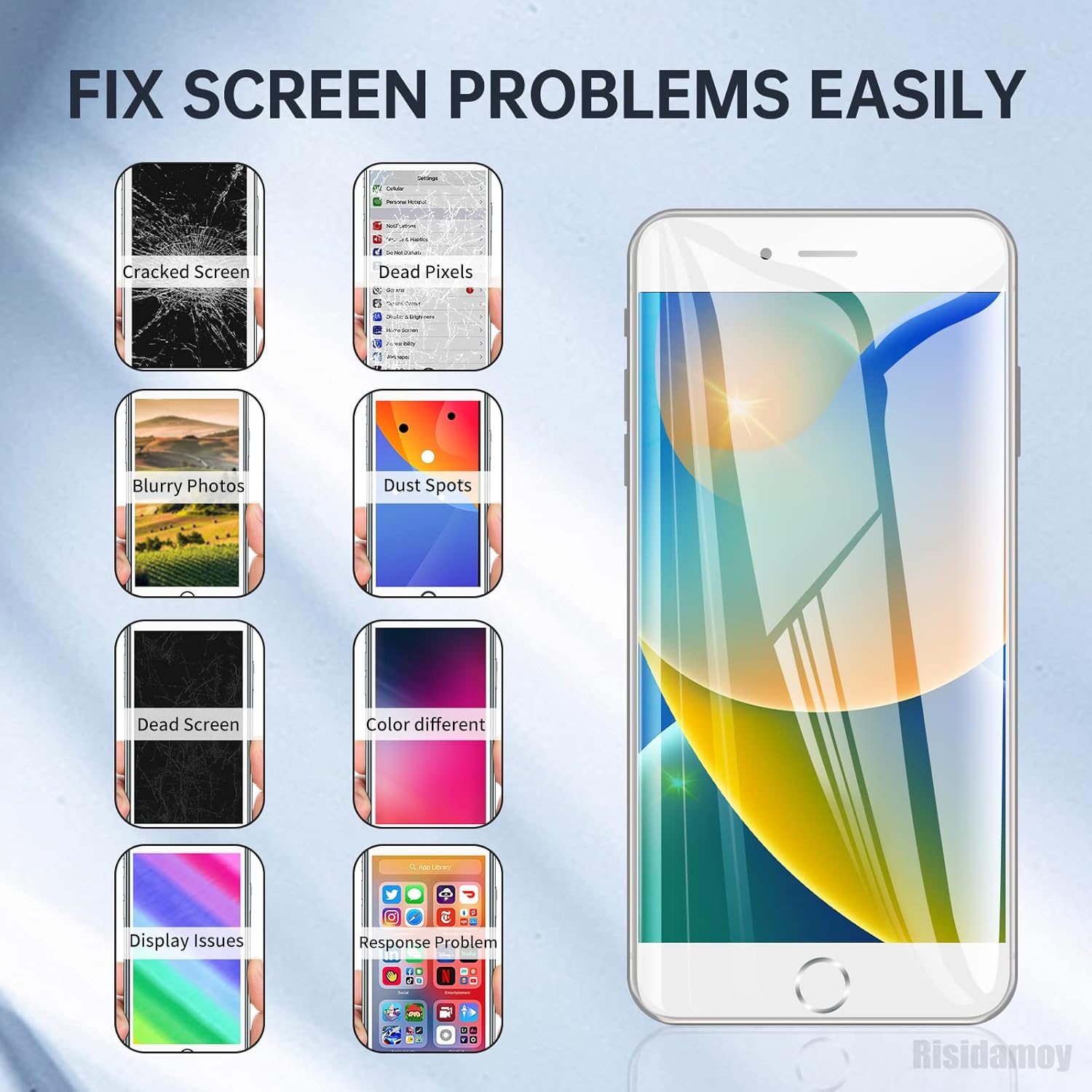 for iPhone 7 Screen Replacement with Home Button 4.7" White 3D Touch LCD Display Digitizer Full Assembly Fix Tools Magnetic Screw Mat with Front Camera Speaker Repair Kit A1660 A1778 A1779