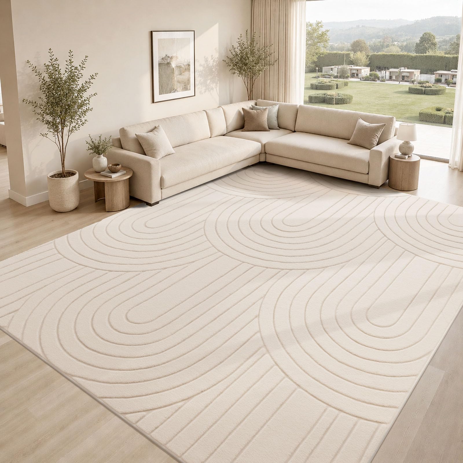 Sour Lemon Washable Rugs For Living Room,160x230cm Cream Rugs for Bedroom