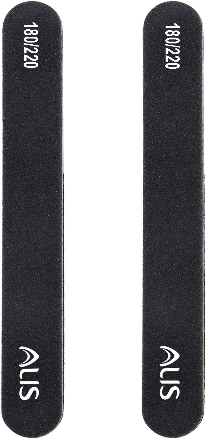 Alis Professional Nail Filer Double Sided 180/220 Grit for Nail File/Nail Buffing/Manicure Nail Art BL NF ST (2 Pieces Set)