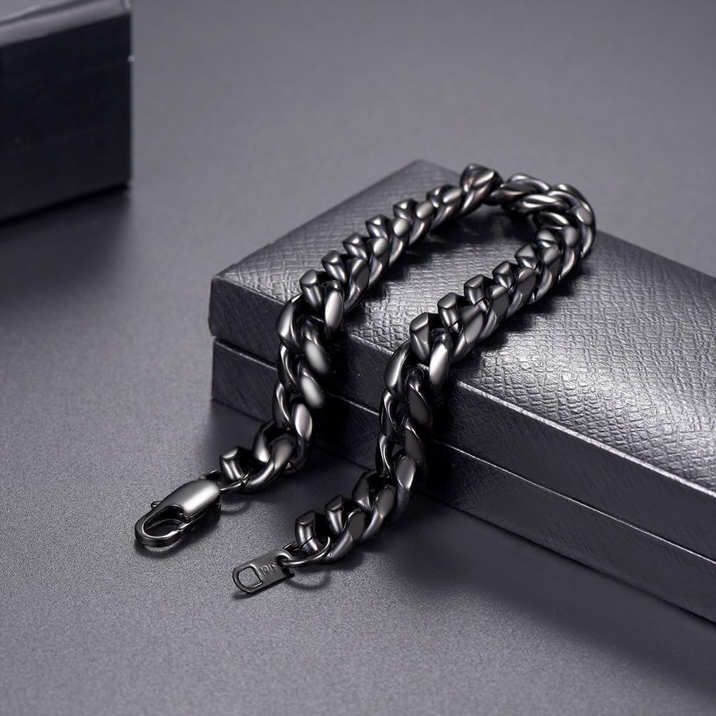 PROSTEEL Stainless Steel Bracelet for Men Women, Stylish Cuban Link Bracelets, Black/18K Gold Plated, W:4.8mm/6mm/10mm/14mm, L:19cm/21cm, Come Box - Image 5