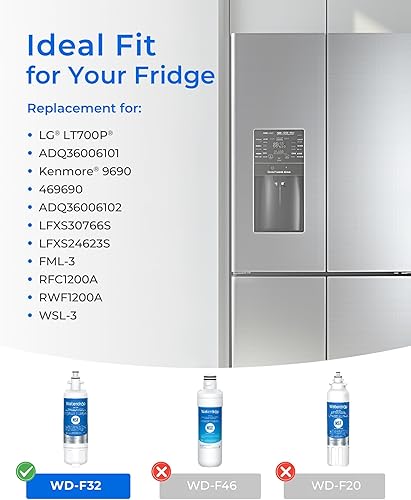 Miniatura 2 de Waterdrop 469690 ADQ36006101 Filtro de agua para refrigerador, repuesto para LG LT700P, ADQ36006102, Kenmore 9690, LFXS30766S, LFXS24623S, FML-3,