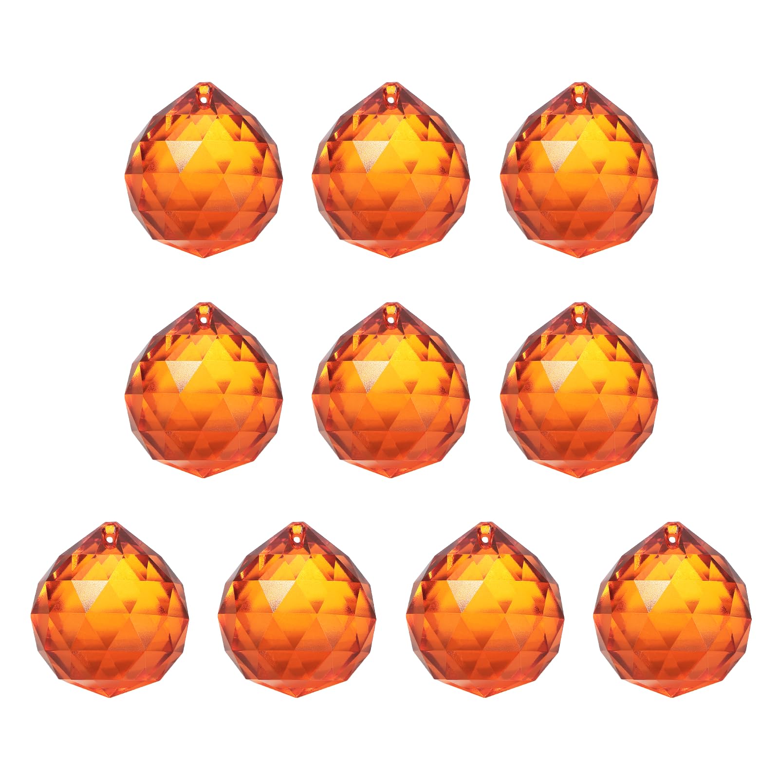 YELARXI Crystal Ball Prisms, Sun Catcher Hanging Prism Sun Catcher Pendant 24mm / 0.94Inch & 10 Pack & Orange Red-Fitting for (Outdoor/Indoor/Windows/DIY Decor/Feng Shui/Chandelier)