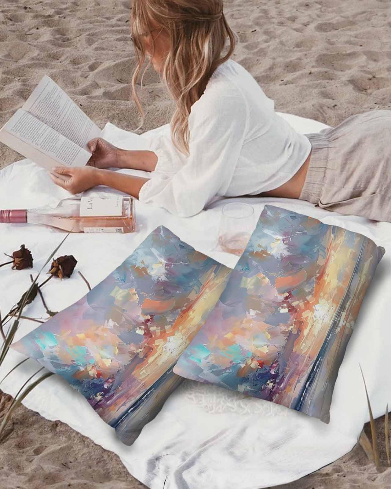 Edwiinsa Abstract Blue Outdoor Pillow Covers Waterproof,All Weather Cushion Case Set of 2 Lumbar Pillowcase for Sofa Couch Bed Decor Patio Furniture 20