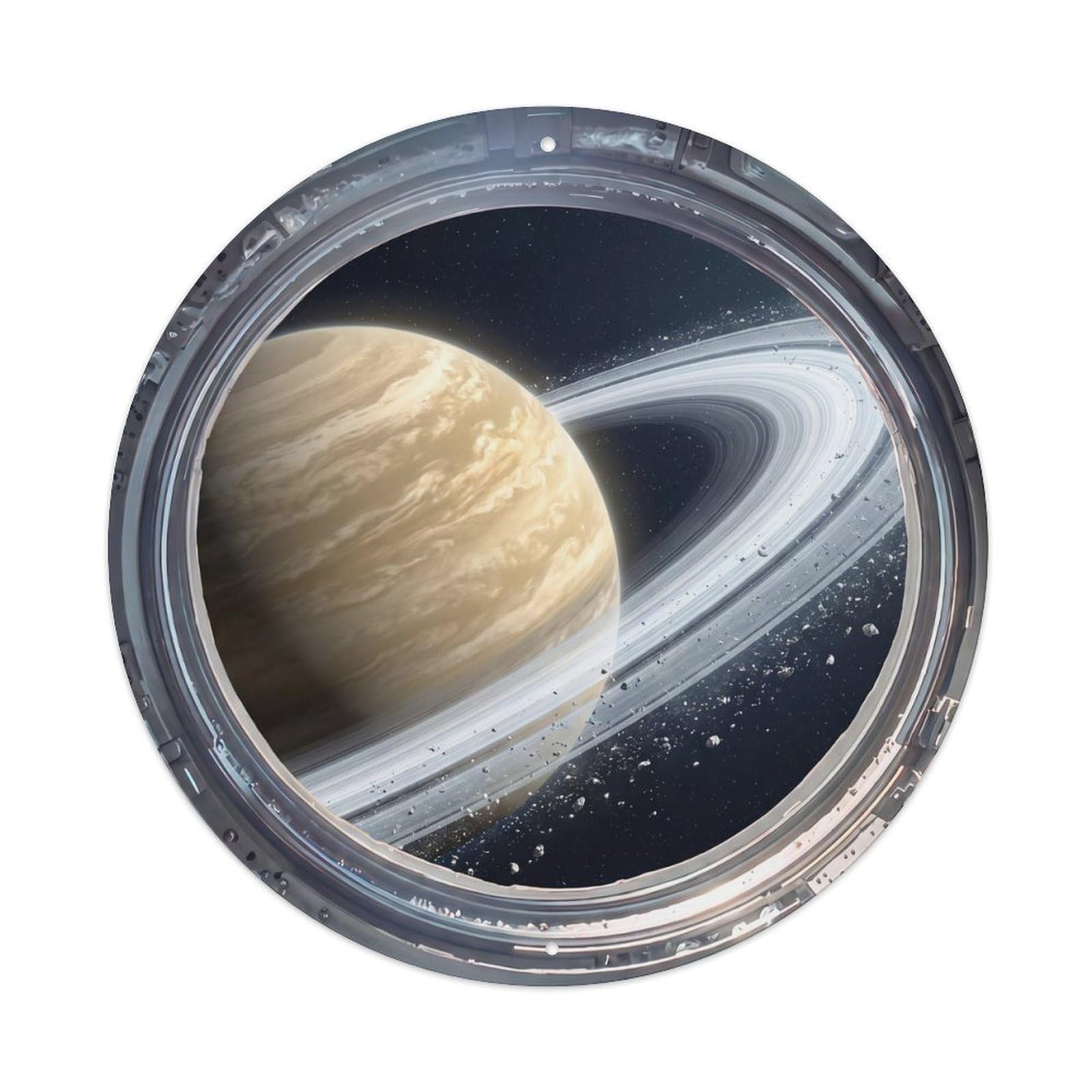 Metal Tin Sign Spectacular Rings from Space Station Porthole