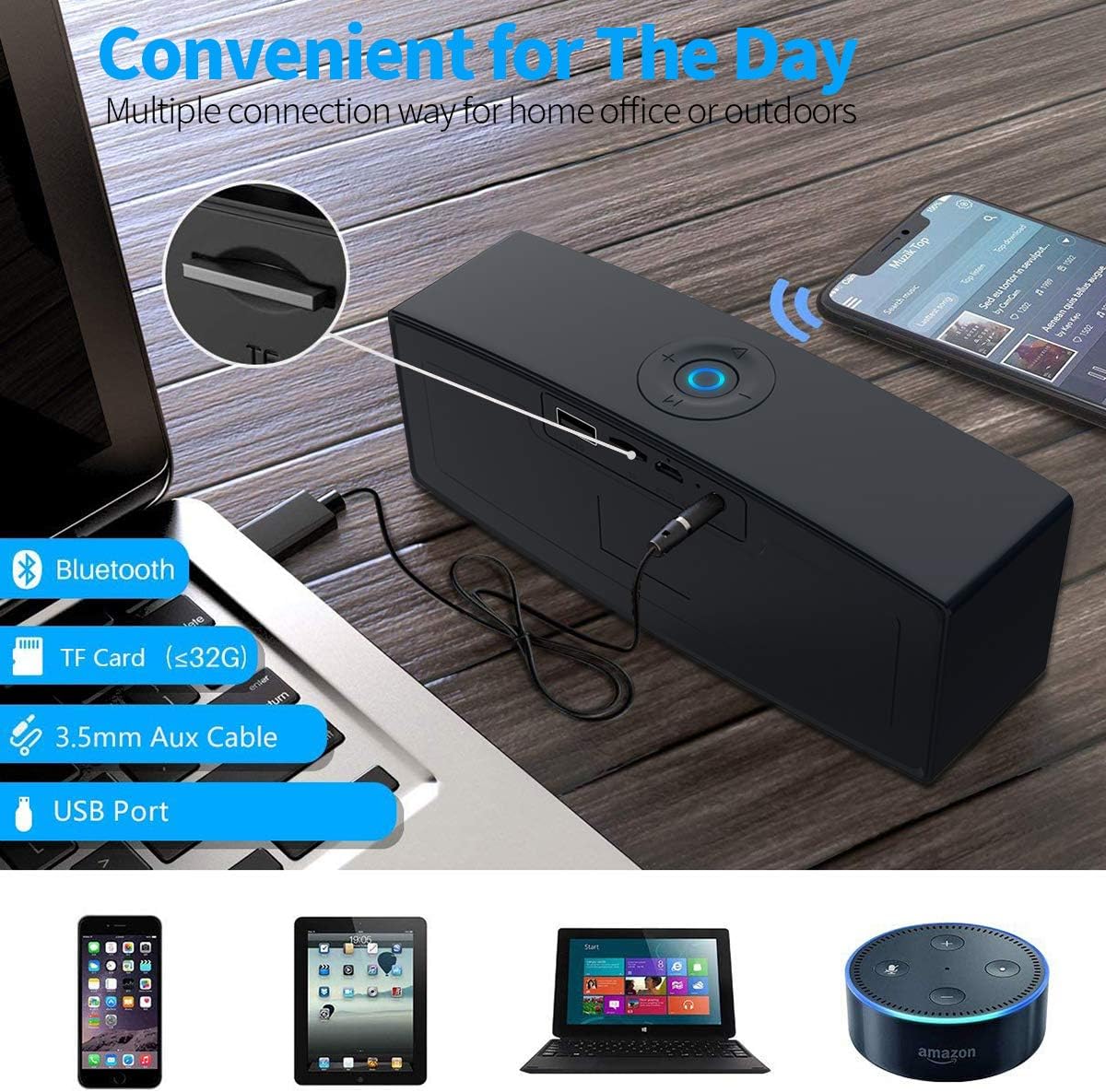 Rеvіеw Portable Bluetooth Speakers,Dual-Driver Wireless Speaker with Surround Stereo Sound and More Bass,for iPhone and Samsung Android … (Black) Blасk Frіdау - 60% оƒƒ Portable Bluetooth Speakers,Dual-Driver Wireless Speaker with Surround Stereo Sound and More Bass,for iPhone and Samsung Android … (Black)