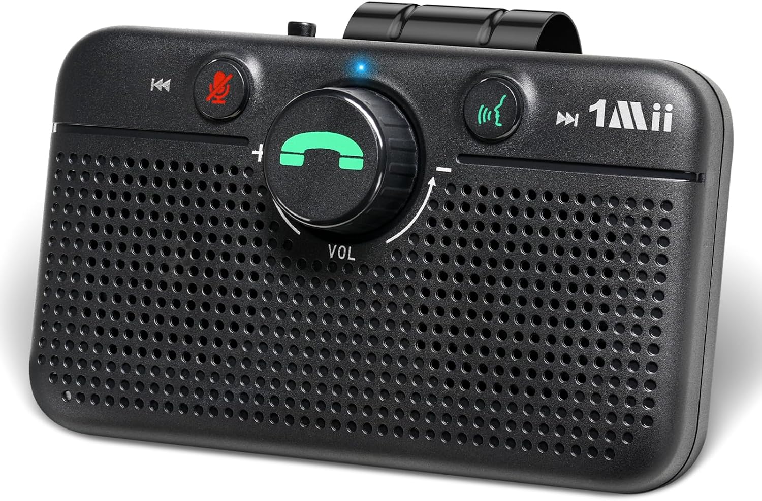 1Mii CarEcho MK02 Bluetooth 6.0 Car Speaker, Handsfree Bluetooth Kit for Calls, 35H Playtime, Siri Google Assistant Support, 5W Wireless Car Speakerphone with Visor Clip, Auto On - Upgraded