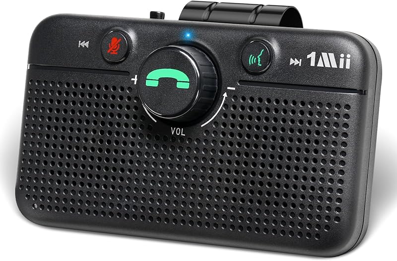 CarEcho MK02 Bluetooth 6.0 Car Speaker, Handsfree Speakerphone Kit | 5W Wireless Phone Speaker for Calls, 35H Talktime, Siri Google Assistant Support, Visor Clip, Auto On - Upgraded