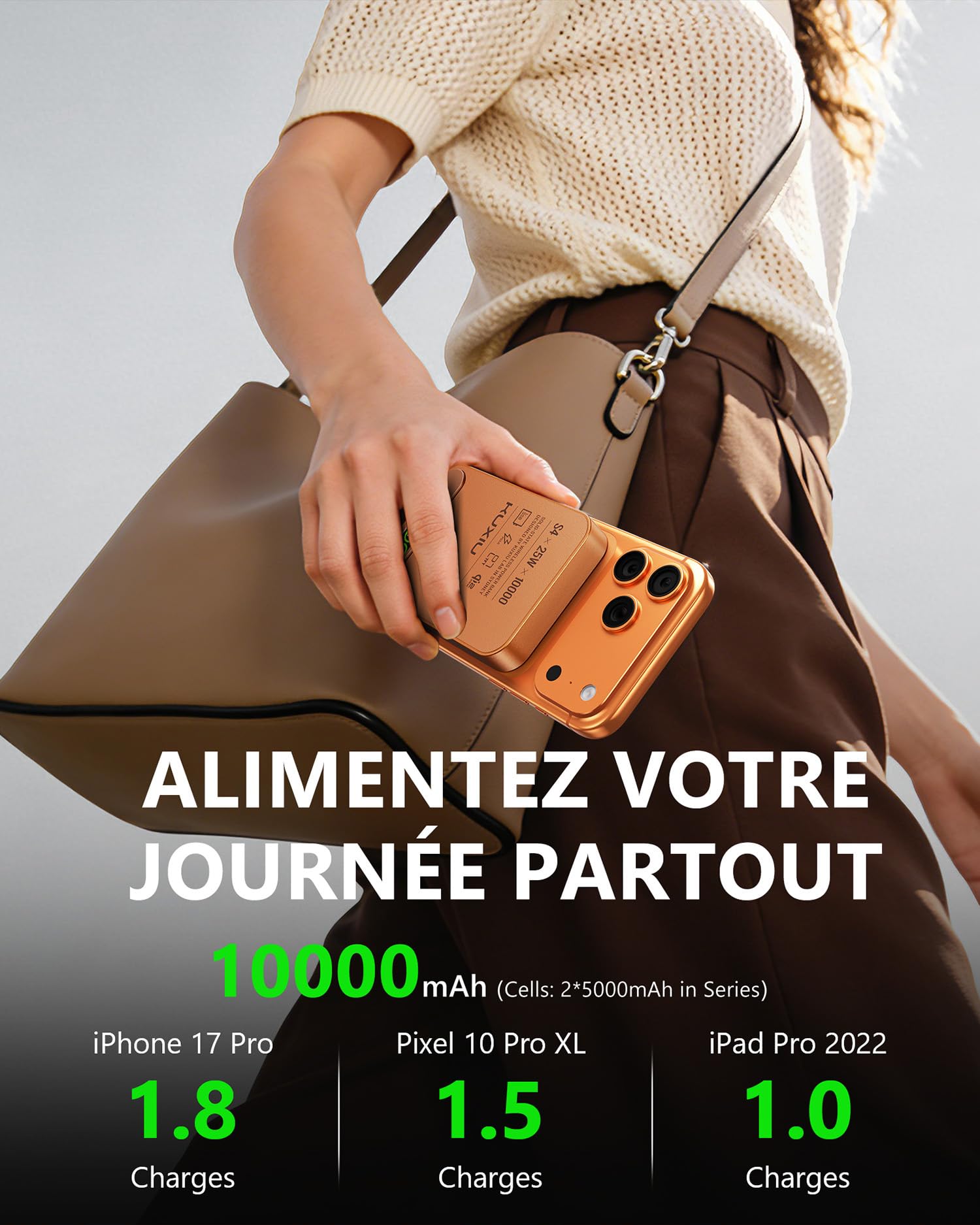 KU XIU S4 Qi2.2 25W Batterie Externe Magnétique Solid-State 10000mAh Slim