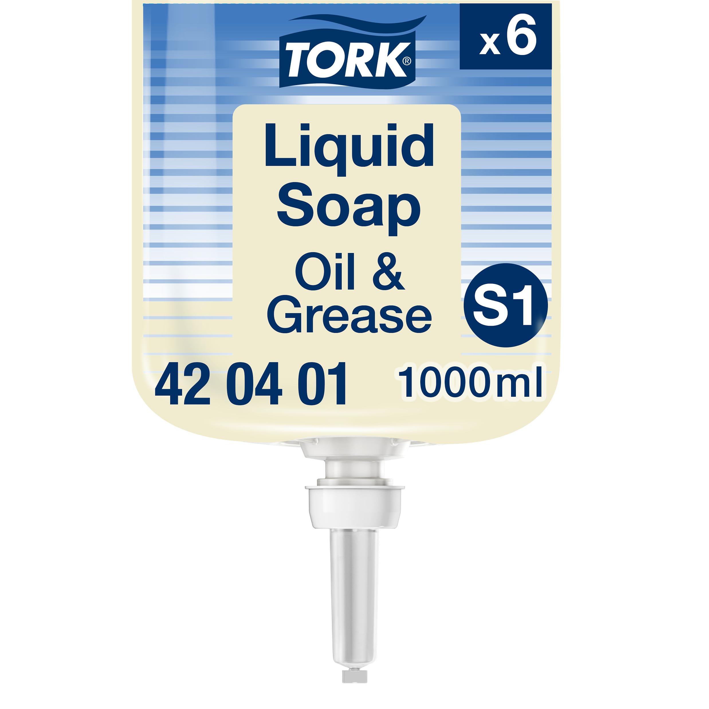Tork Savon liquide huile et graisse S1, Testé sous contrôle dermatologique, 6 x 1000 ml, 420401