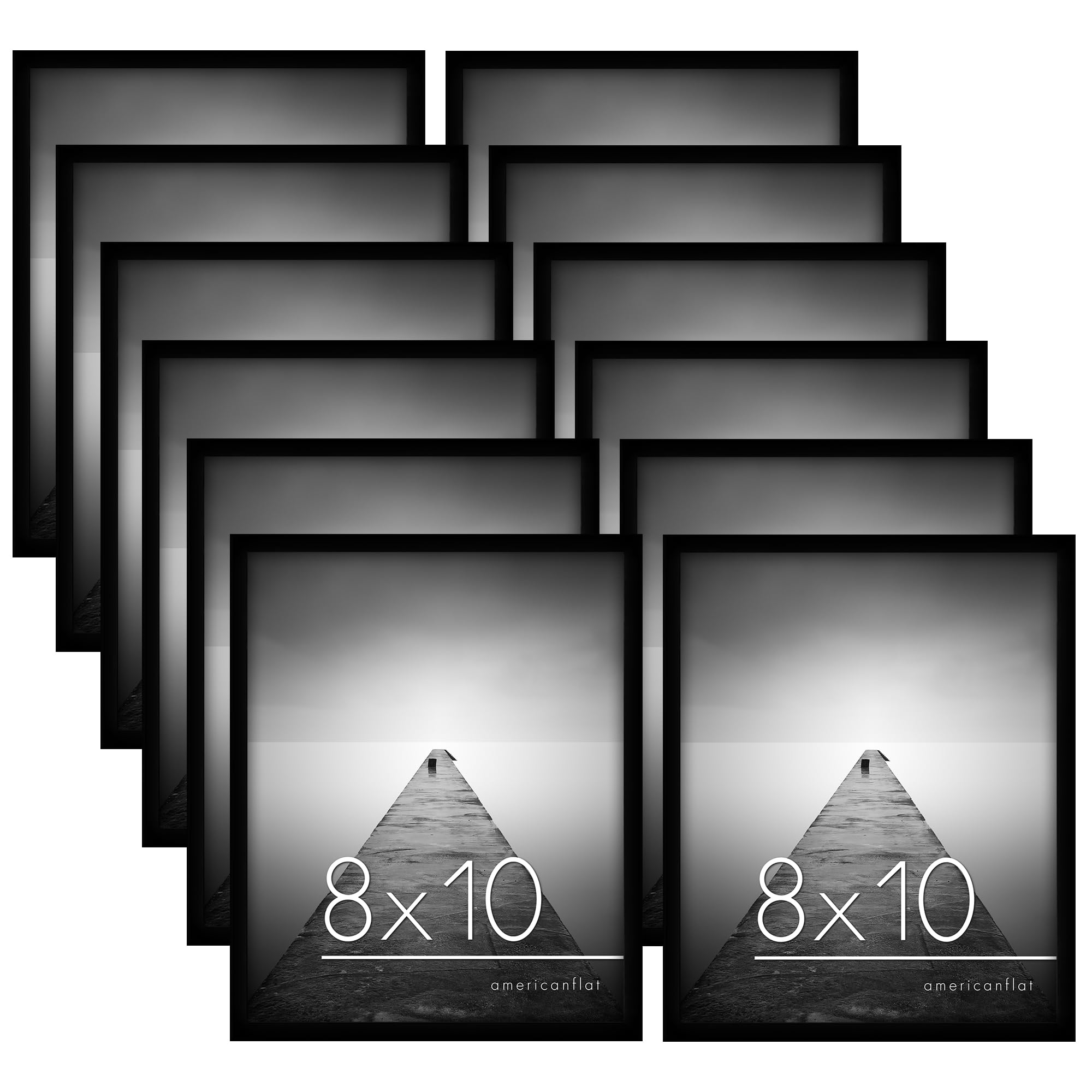 Americanflat Black 10X8 Photo Frames In - Set Of 12 - Gallery Wall Picture Frame Set With Shatter-Resistant Glass - Horizontal And Vertical Formats For Wall And Tabletop