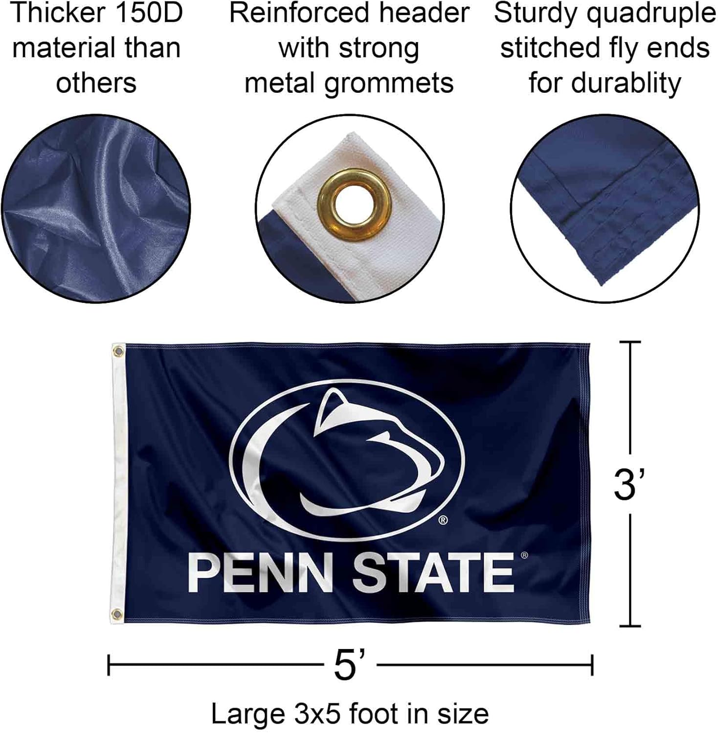 College Flags & Banners Co. PSU Penn State Nittany Lions University Large College Flag - Image 2