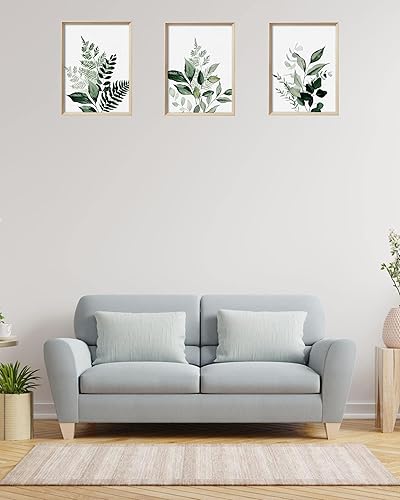Miniatura 5 de UPWOIGH Arte de pared enmarcado verde (sin plexiglá), lienzo de hojas de olivo, arte de pared de 16 x 12 pulgadas, madera botánica, bohemio, salvia,