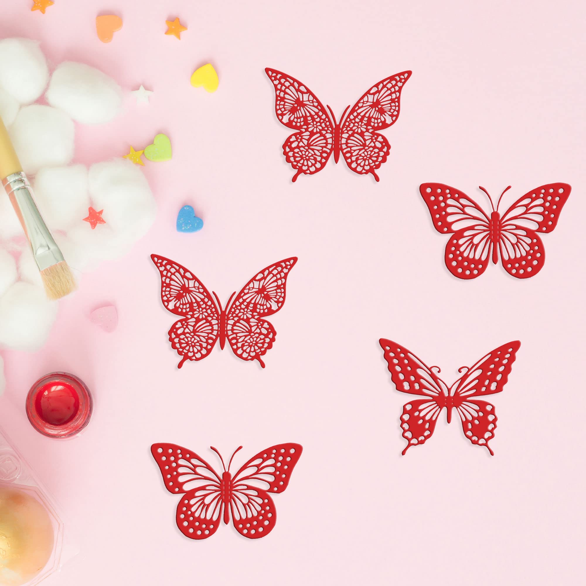 Amazon.com: Gyufise Metallic Red Butterfly Cupcake Toppers