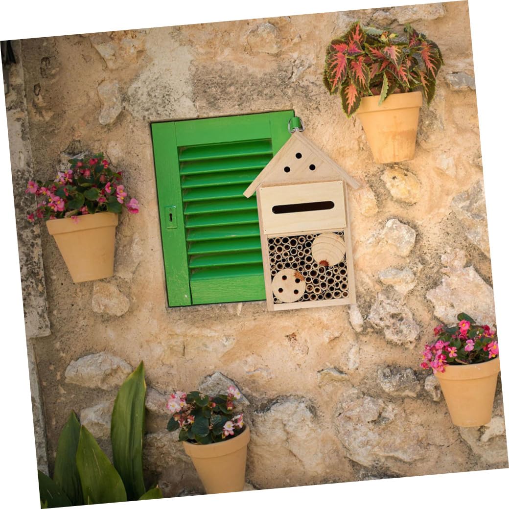 Yardenfun 2 Stück Bienenhaus mit Sicherem Dach Glatten Oberflächen Kinderbeobachtungshaus und Insektenhotel für Garten und Terrasse
