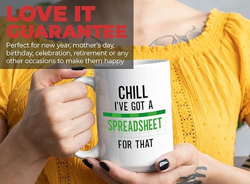 Miniatura 7 de Bubble Hugs Taza de café de contador de 15 onzas, color blanco - Chill I've Got a Spreadsheet for That - Trabajo Profesión Ocupación Número de