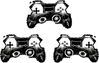 3Pcs Video Game Controller Balloons/Boys Teens Player Birthday Party Supply/Video Game Foil Balloon for Kids Player Geek Party Decor/Level up Gaming Party Background Photo Props (Black)