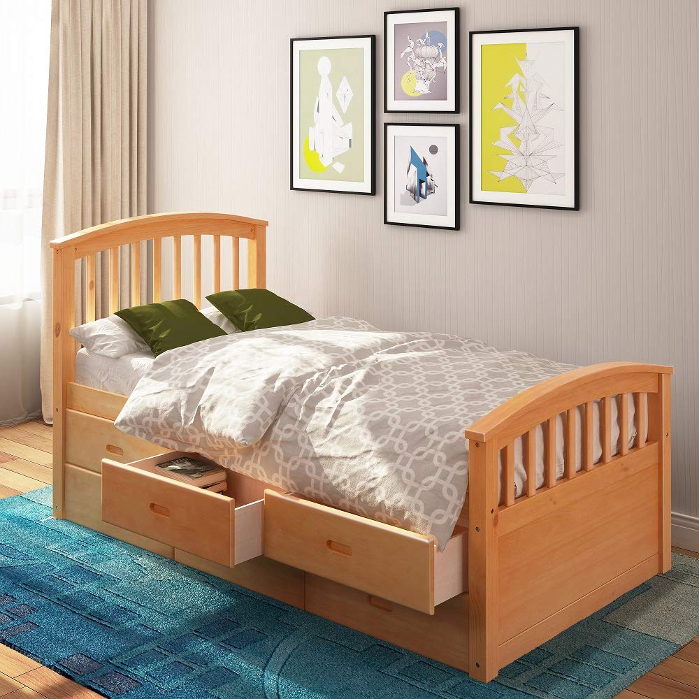 Buy Harper & Bright Designs Twin Bed Frame with Storage Drawers, Solid