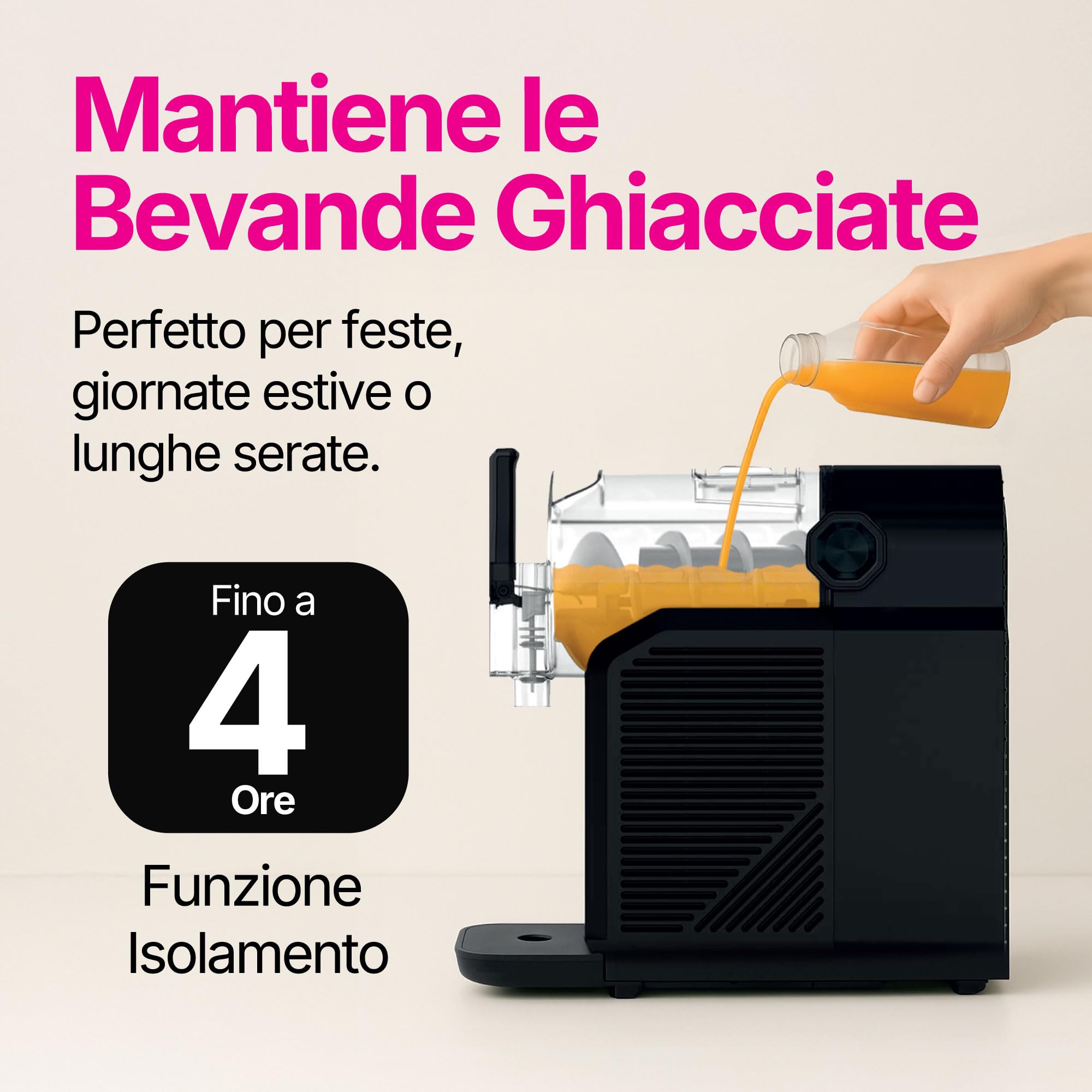 Seeger SuperSlush Macchina per Granite, 2 Litri, 7-in-1, Nessun Ghiaccio Necessario, 7 Programmi, Tecnologia InstantFreeze 15 min, Slushie Maker, Granita, Cocktail, Frappé, Milkshake, Nero, SLFRZ1BK