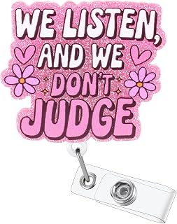 We Listen, and We Don't Judge Badge Reel Badge Reel Retractable for Nurse Student RN LPN CNA MA EMTs Medical Doctor, Funny Nurse Gifts Banana Badge Holder with Alligator Clip