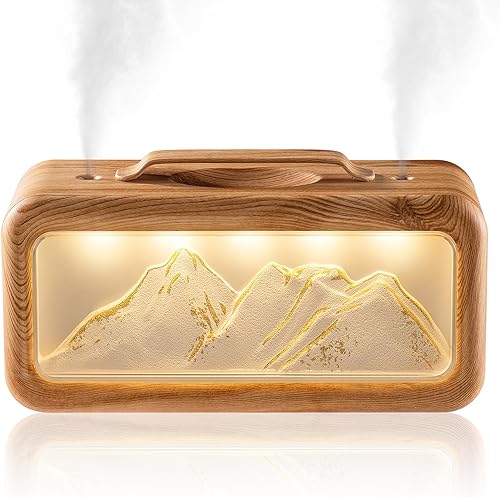 Humidifiers for Bedroom, 600ml Cool Mist Humidifier, 23dB Quiet, Baby Humidifier, Oil Diffuser for Large Room, Plants, Nursery, Office, 7 Color