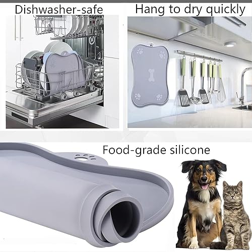 Miniatura 6 de Tapete de silicona para comida para gatos, tapete impermeable para alimentación de mascotas para cuenco de agua y alimentos, bonito tapete de goma