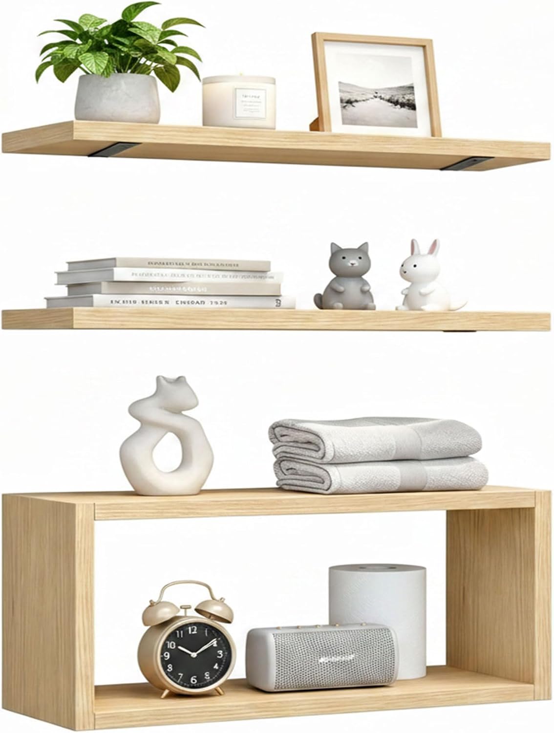 Heavy Duty White Floating Shelves 15.7 Inch 3 Pack Wall Mount Storage Decor for Household