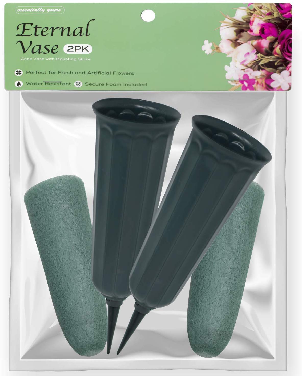 Buy Essentially Yours Memorial Floral Vase with Foam Inserts (2 Pack