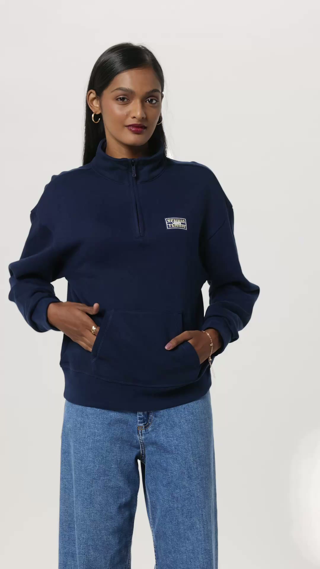 Lacoste High Neck Zipped Fleece Sweatshirt (SF2702166) Blue