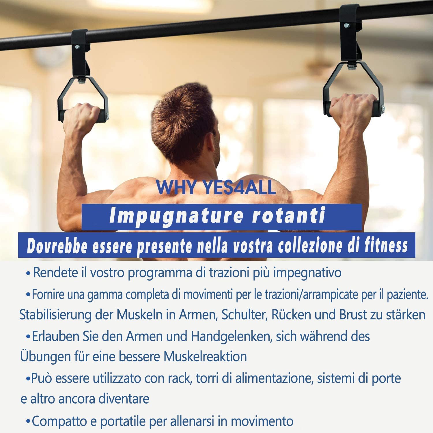 Yes4All Barra per trazioni da parete, multifunzione, da parete, per allenamento a casa, palestra, allenamento della forza