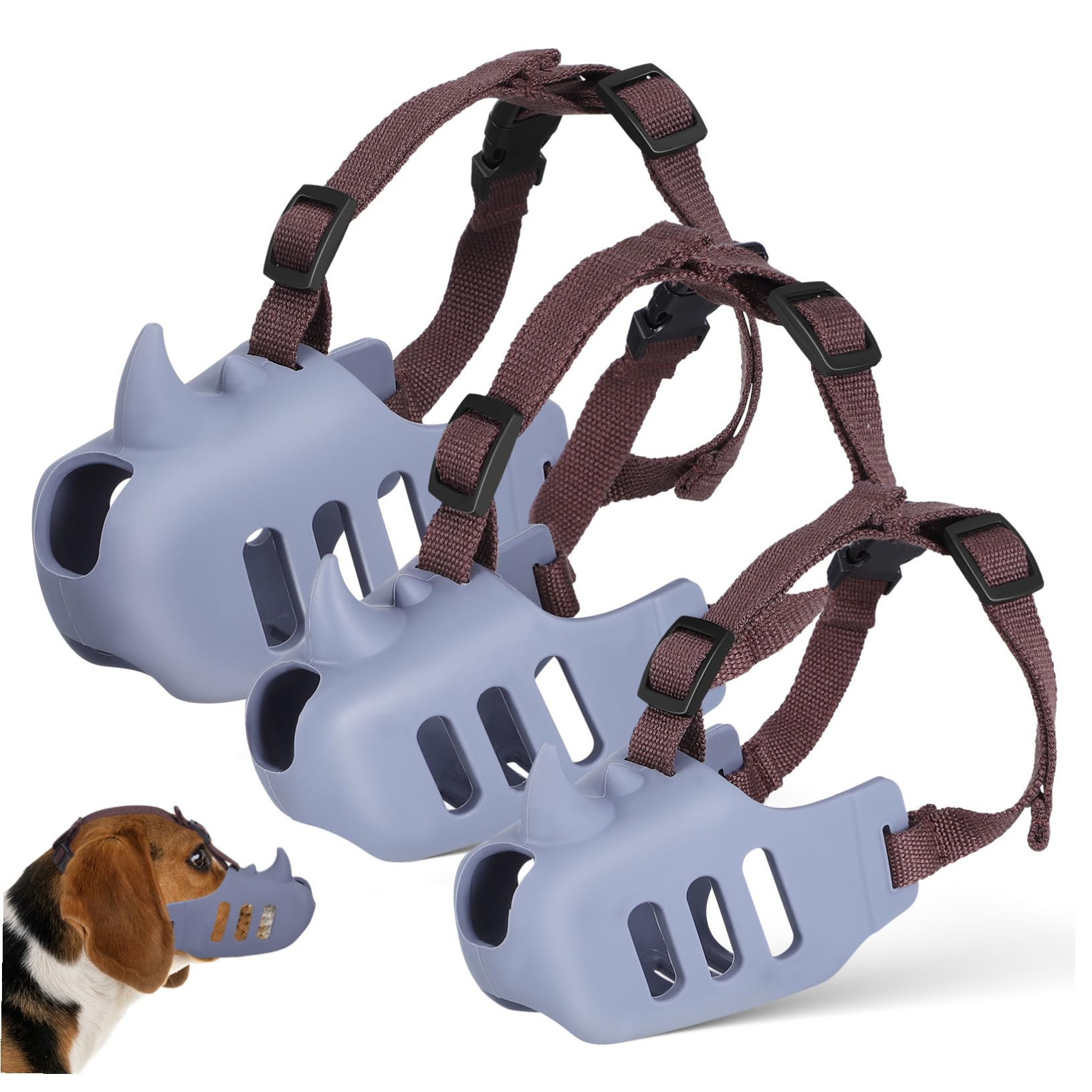 Museruola per Cani Regolabile Anti Morso 3 Pezzi in Silicone | Cani, Confezione Tripla, Riduce L’abbaio, Vestibilità Confortevole, per Toelettatura e Uso Prolungato