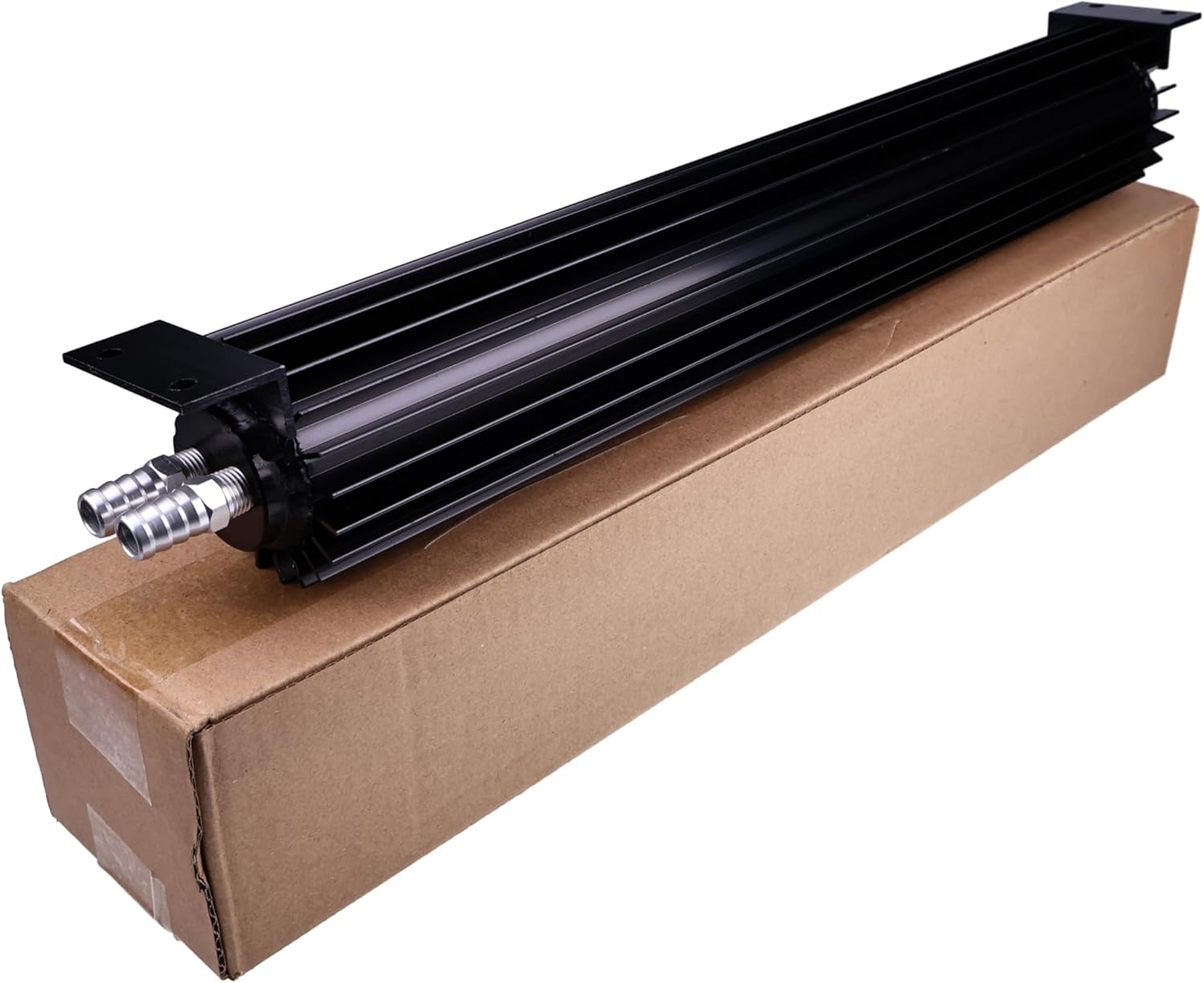 Universal Oil Cooler 562DSL-18 18" Oil Cooler 2 Dual Pass Transmission 2 Holes 1/4" NPT 18 Rows Barb Fittings Universal