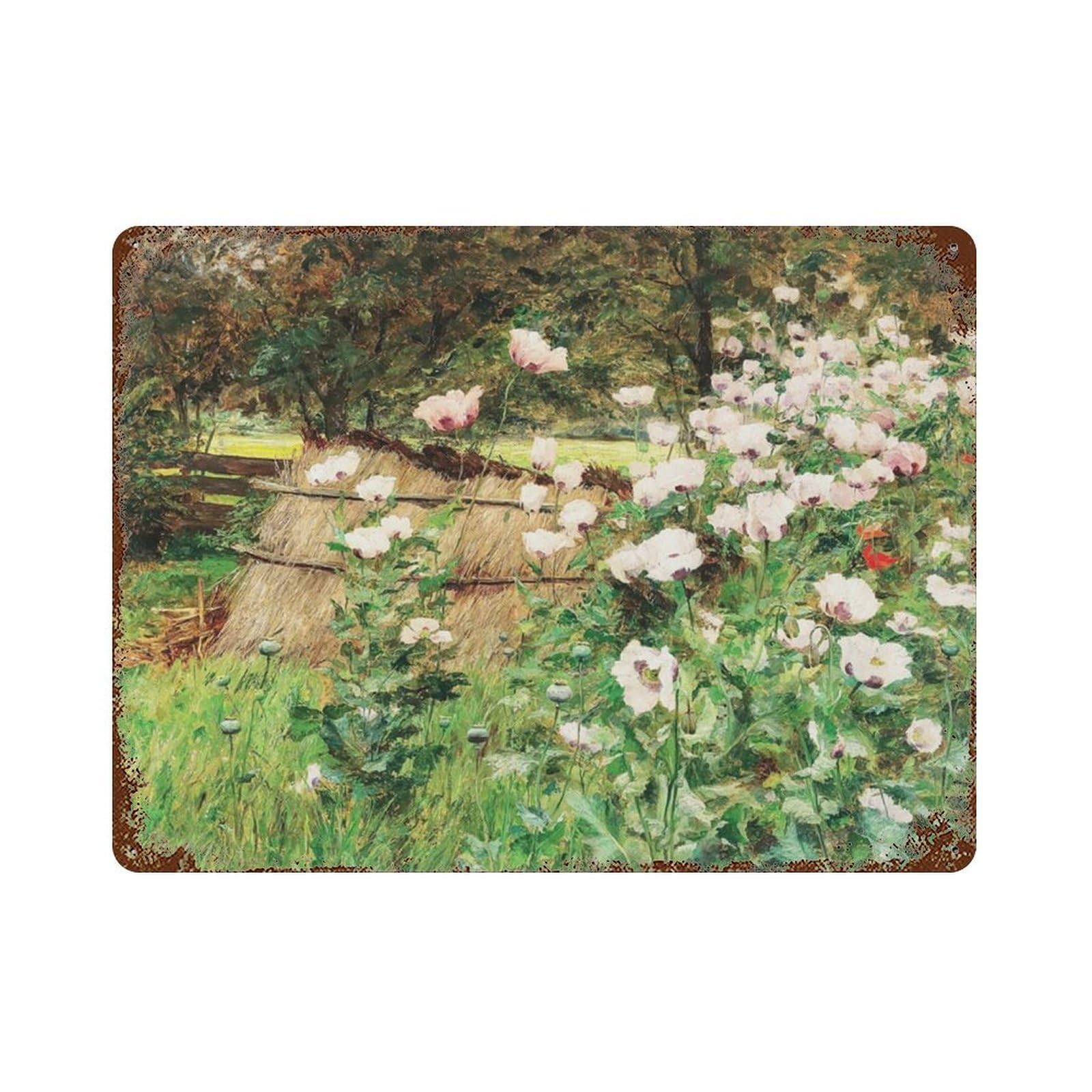 xiaoxiaoshen Vintage Poppy Field Painting_ Floral Landscape Wall Decor Art Metal Tin Poster Modern Home Decor Art Home Bar Shop Decorations Vintage Sign 30x40cm
