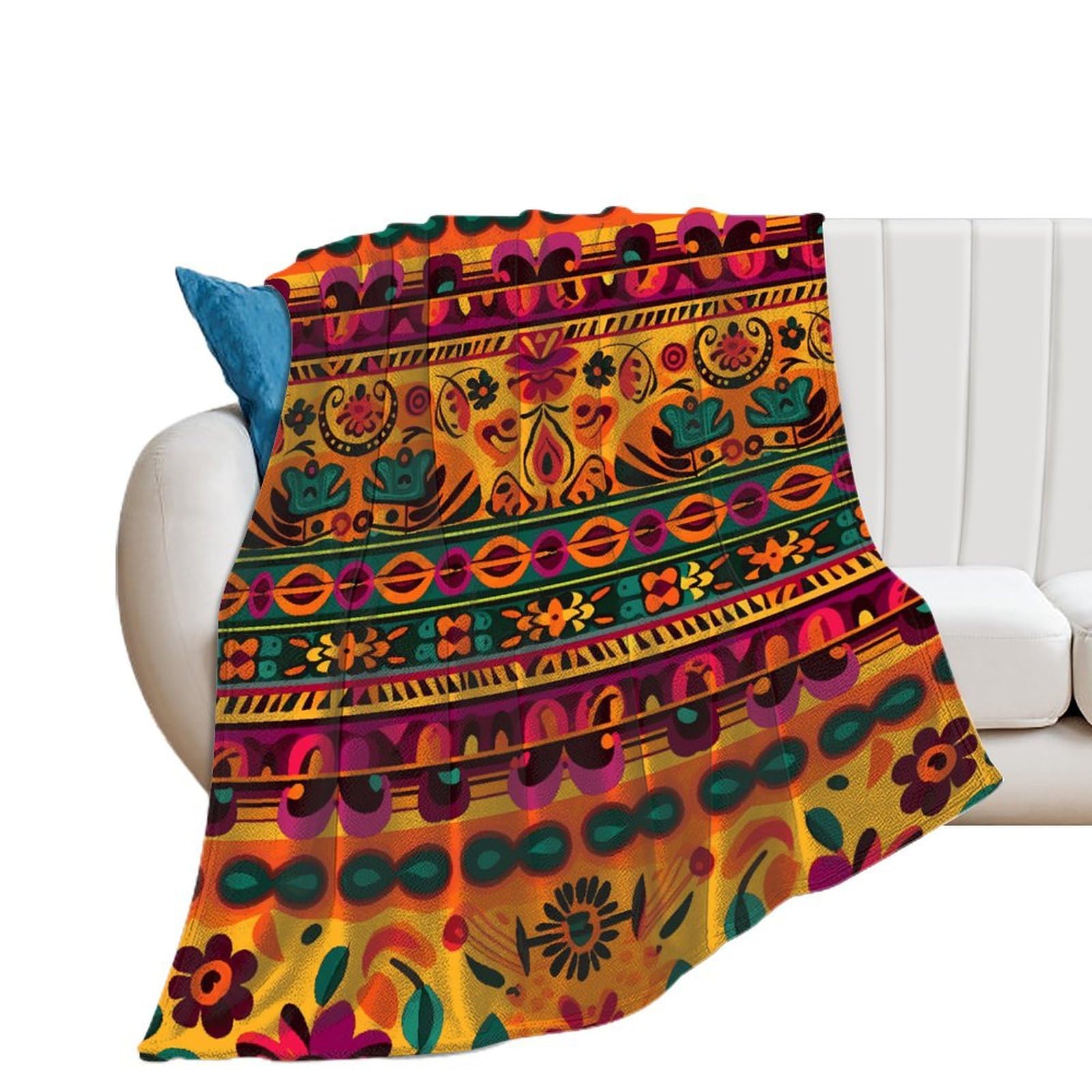 Couverture art mexicain plaid cocooning pour soirées canapé
