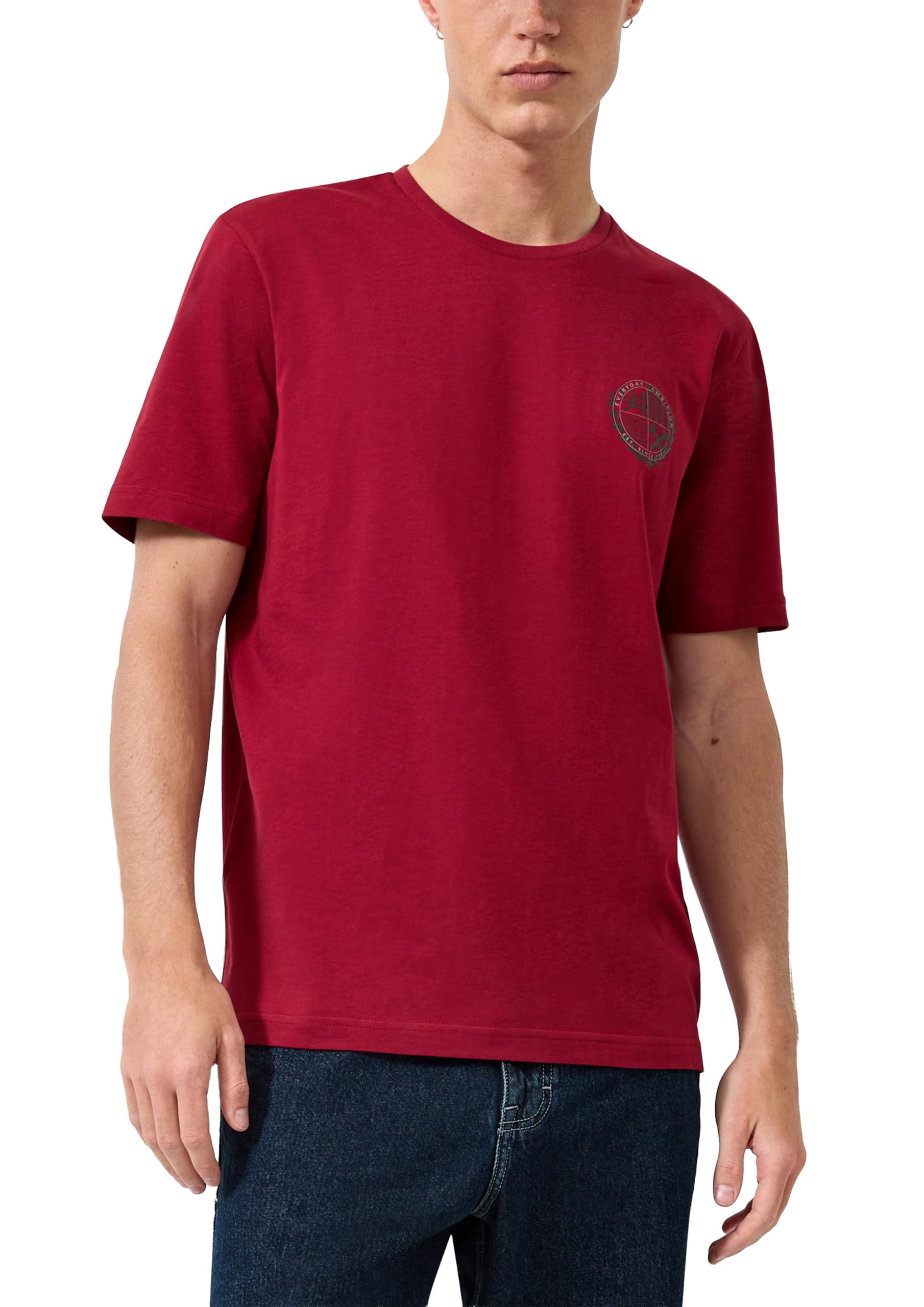 QS Herren T-Shirt – Regular Fit, Jersey, Frontprint