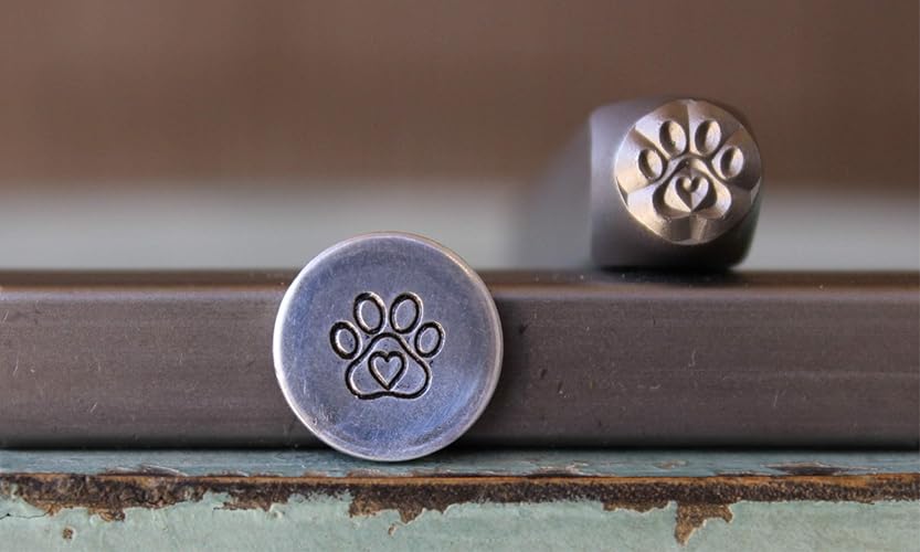 6mm Dog Paw with Center Heart Metal Punch Design Stamp - Supply Guy - CH-404