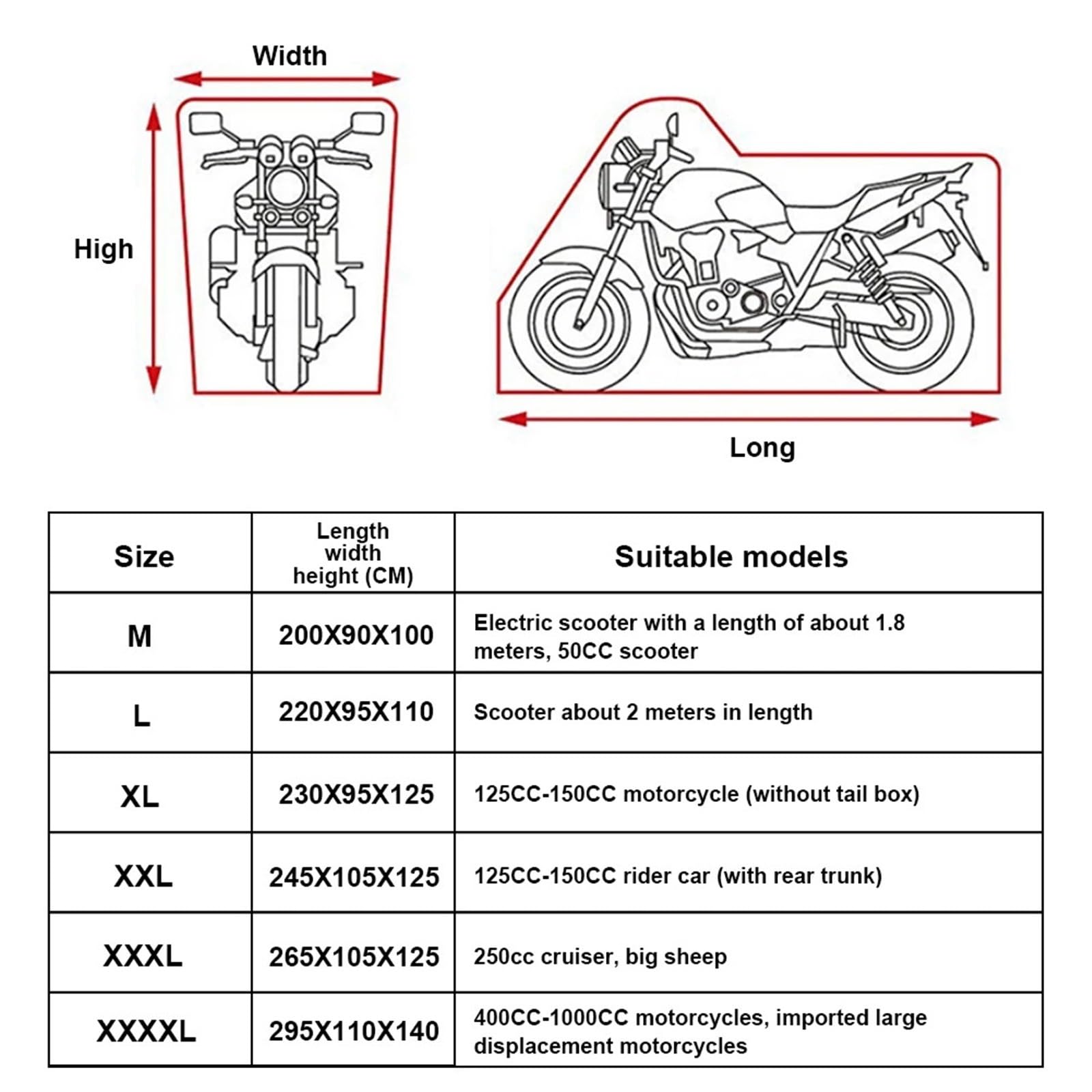 Coprimoto placcato in poliestere PU | Nero Misure multiple Pioggia e sole Ioni: copertura for moto placcata in poliestere PU