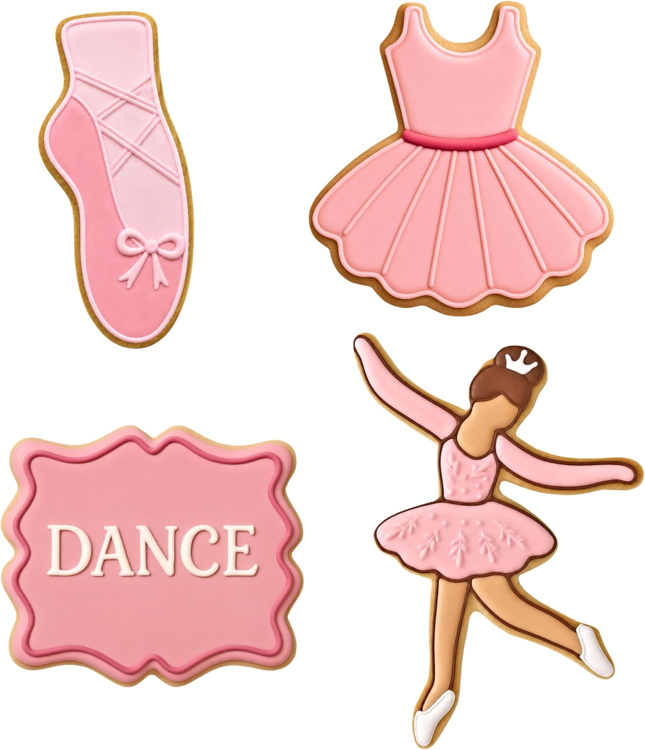 4 PC Ballet/Dance Cookie Cutter Set for Treats & Cookies | The Cookie Cutter Shop - Plaque, Ballet Slipper, Ballet Tutu, Ballerina cookie cutters - Made in the USA