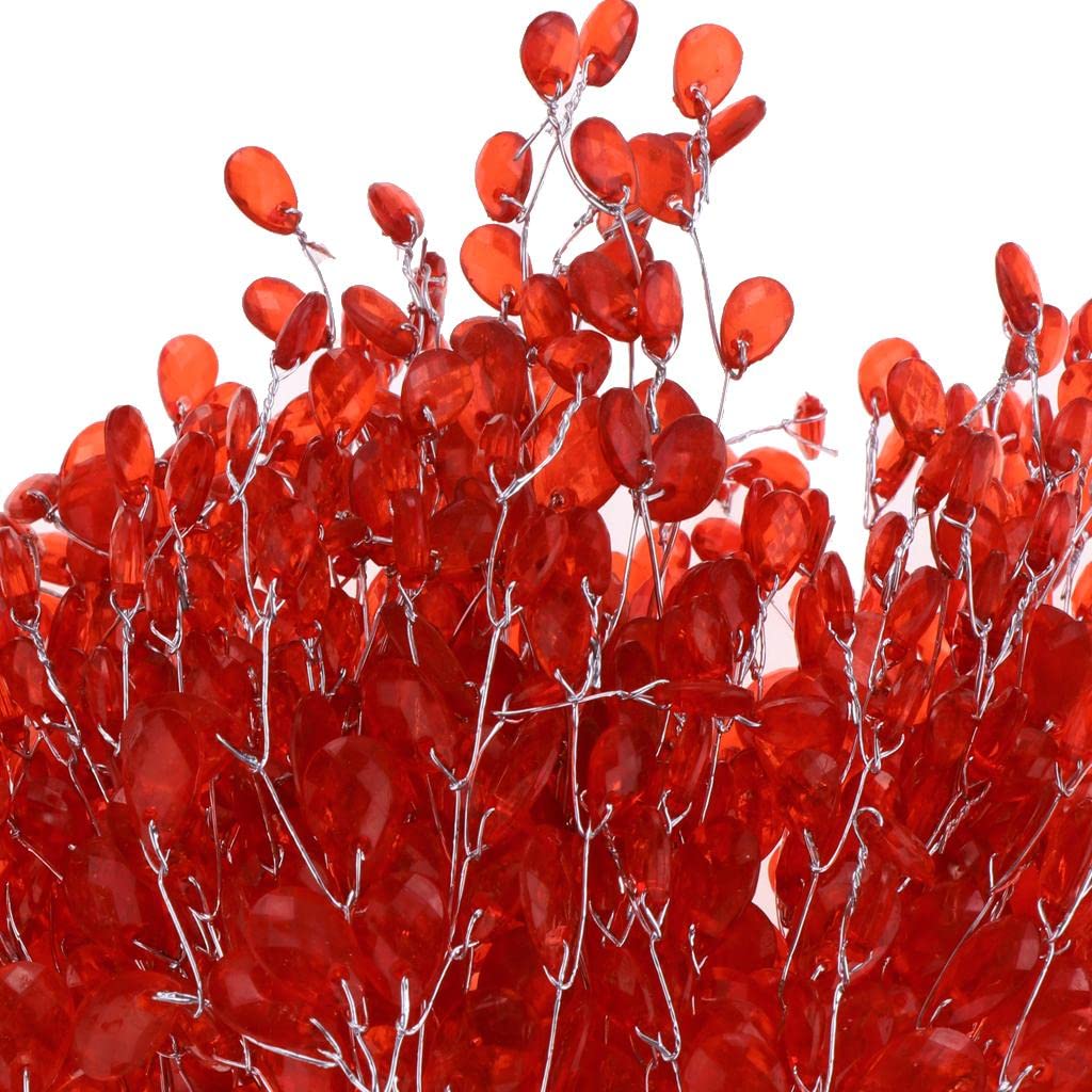 MERISHOPP 50Pcs Artificial Flower Stem with Crystal Acrylic Bead Drop 15Cm Red Home & Garden|Home Dacor|Floral Dacor 4