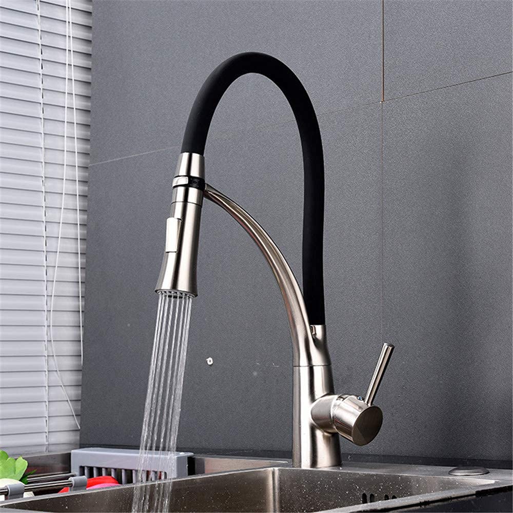 Robinet de cuisine en cuivre avec douchette universelle orientable noire