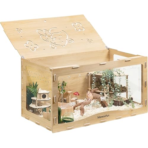 MEWOOFUN Large Hamster Cage Wooden Hamster Cage for Syrian Hamster Without Accessories (Front-opening-39.4" L X 19.7" W X 19.7”H)